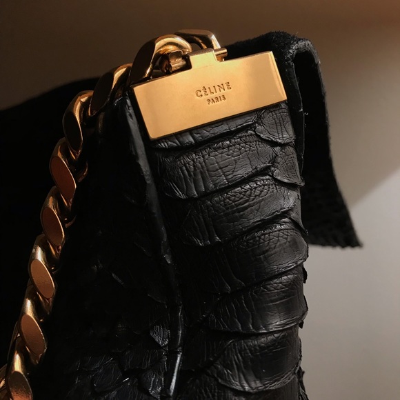 SOLD Céline Black Python Leather Gourmette Bag - Picture 12 of 16